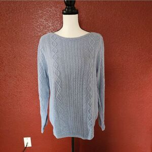 JEANNE PIERRE Light Blue Cable Knit Sweater